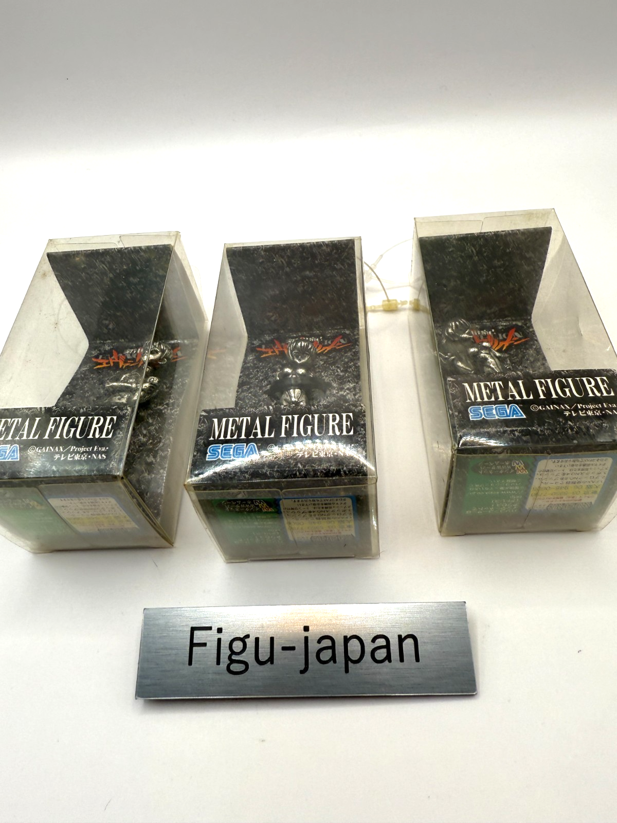 Neon Genesis Evangelion Shinji Asuka Rei Metal Figure Set SEGA 1997 NOS MISB10