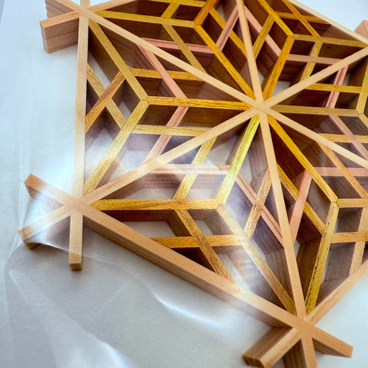 Japanese Kumiko Woodwork Yae Sakura Pattern Coaster Handmade Traditional Craft1