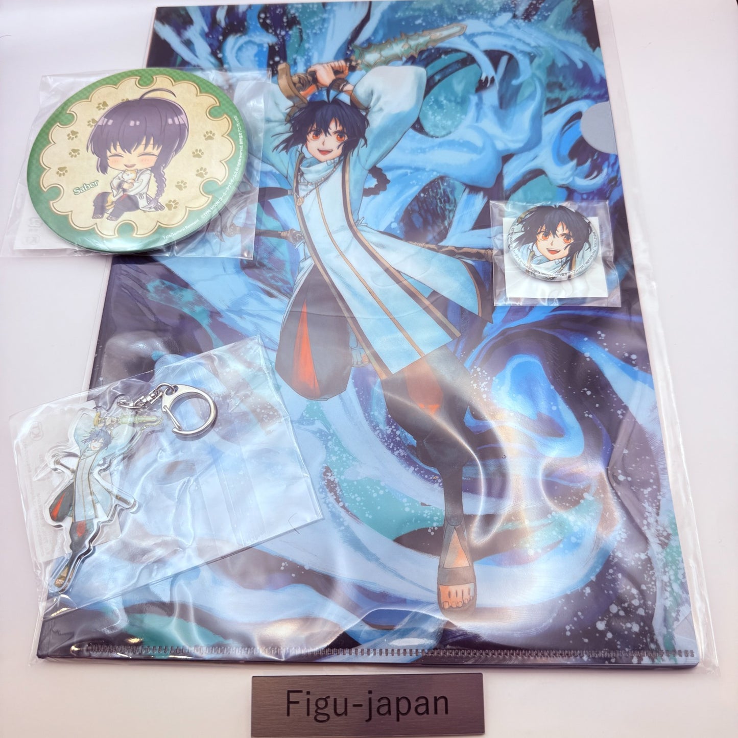 Fate/Samurai Remnant 2nd Anniv Kuji Saber Yamato Takeru Set Clear File Badge Key0