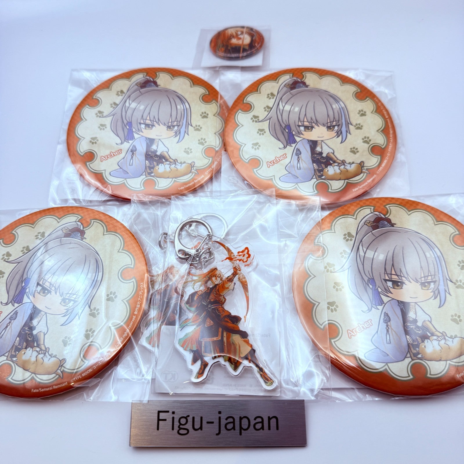 Fate/Samurai Remnant 2nd Anniv Kuji Archer & Yui Shousetsu 7Item Set Badge Key0