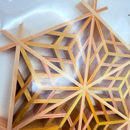 Japanese Kumiko Woodwork Yae Sakura Pattern Coaster Handmade Traditional Craft4