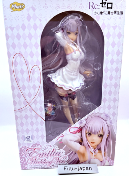 Phat! Re:Zero Emilia Wedding Ver 1/7 Scale Figure Opened Mint Authentic Japan0