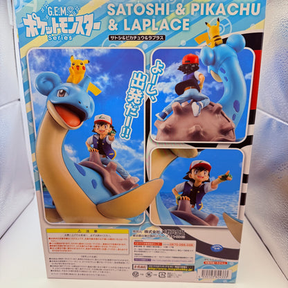 MegaHouse G.E.M. Pokemon Ash Pikachu Lapras Figure First Ed Clear File Bonus New6