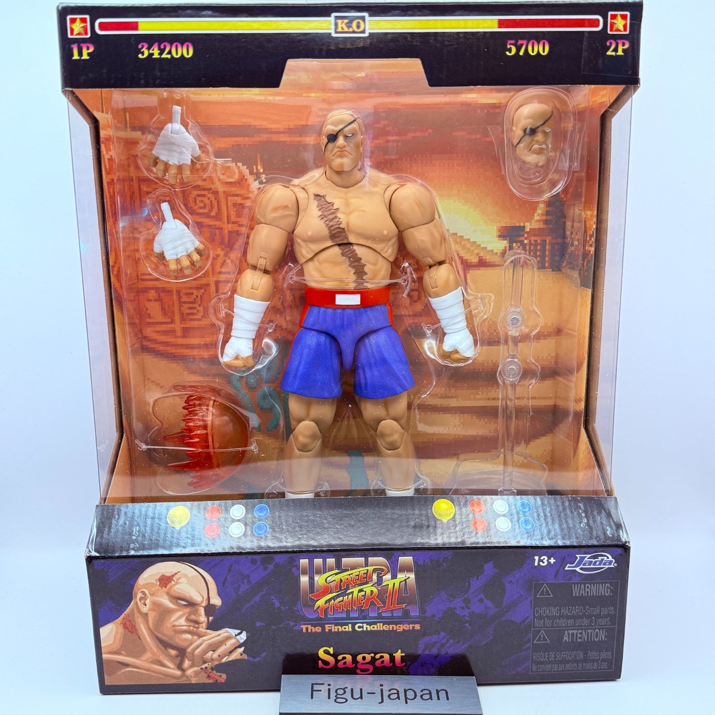 Jada Toys Street Fighter II Sagat 1/12 Action Figure Japan Evolit Ver New Sealed0