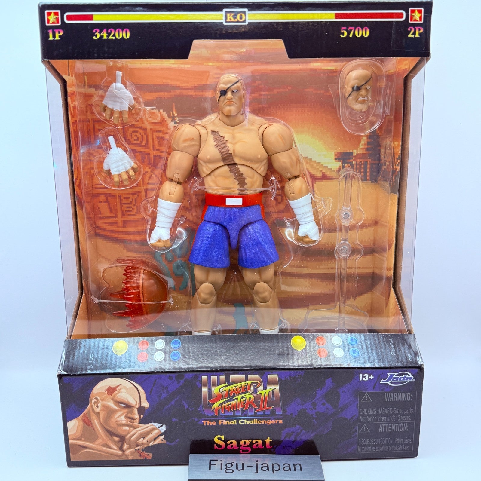 Jada Toys Street Fighter II Sagat 1/12 Action Figure Japan Evolit Ver New Sealed0