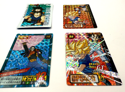 Dragon Ball GT Carddass Prism Holo Card Set of 4 SSJ4 Goku Super 17 Pan Vintage2