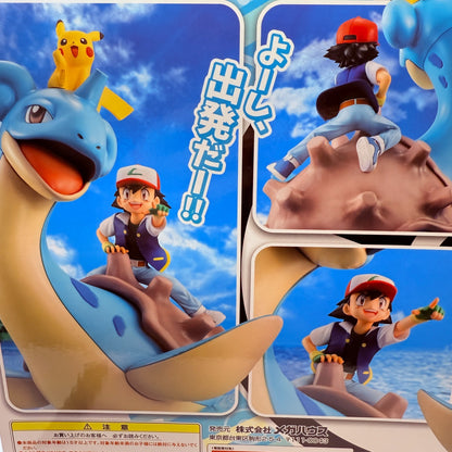 MegaHouse G.E.M. Pokemon Ash Pikachu Lapras Figure First Ed Clear File Bonus New4