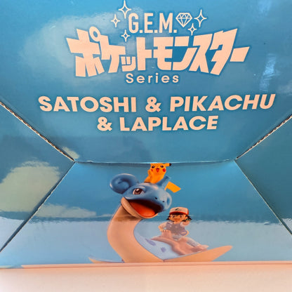 MegaHouse G.E.M. Pokemon Ash Pikachu Lapras Figure First Ed Clear File Bonus New1