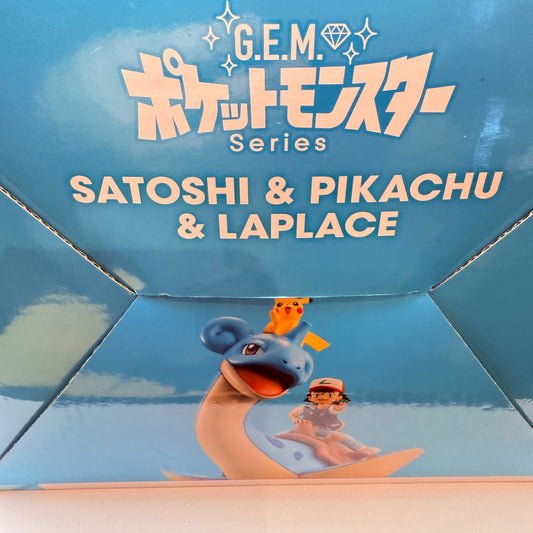MegaHouse G.E.M. Pokemon Ash Pikachu Lapras Figure First Ed Clear File Bonus New1