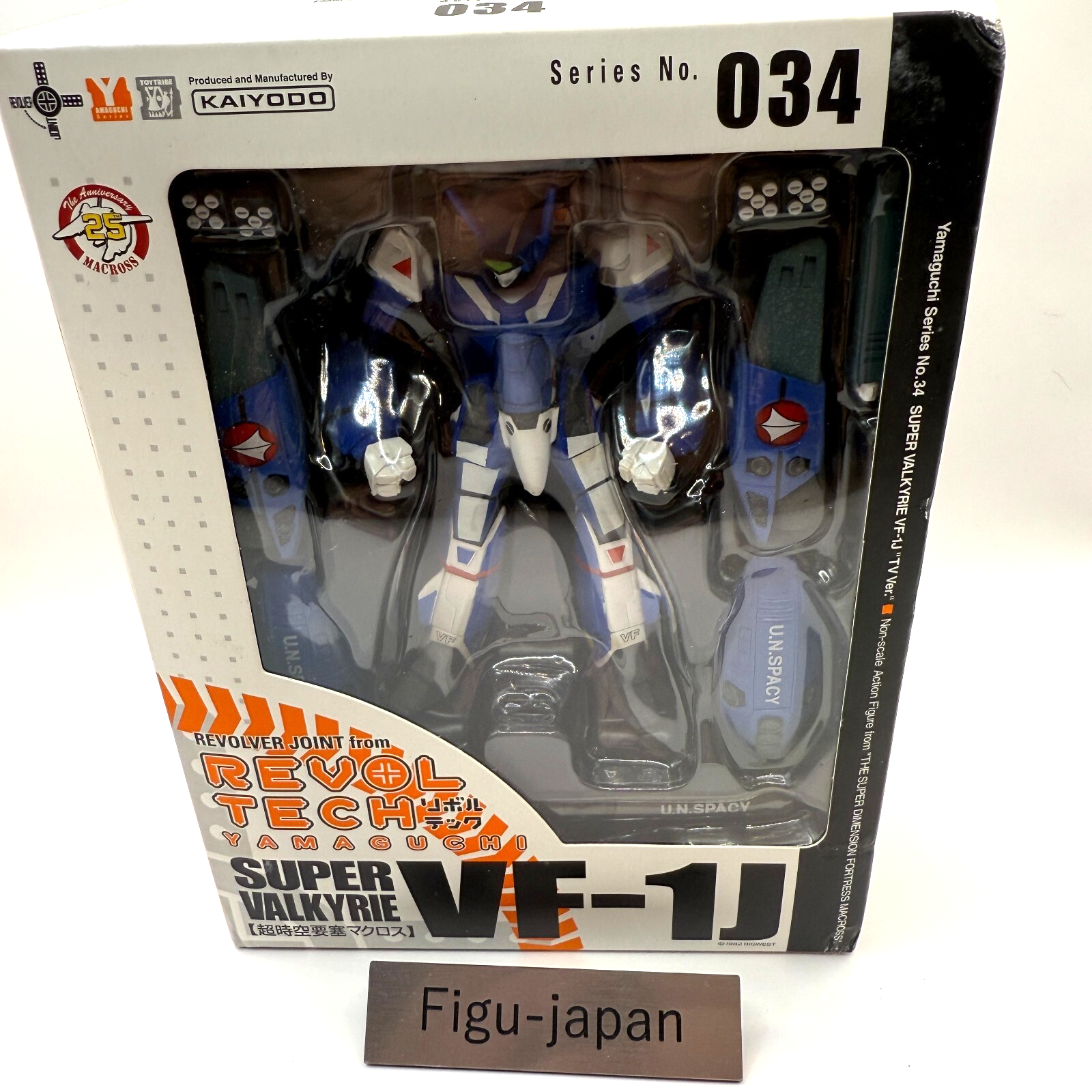 Revoltech Yamaguchi No.034 Macross VF1J Max Valkyrie Robotech Blue Kaiyodo New3