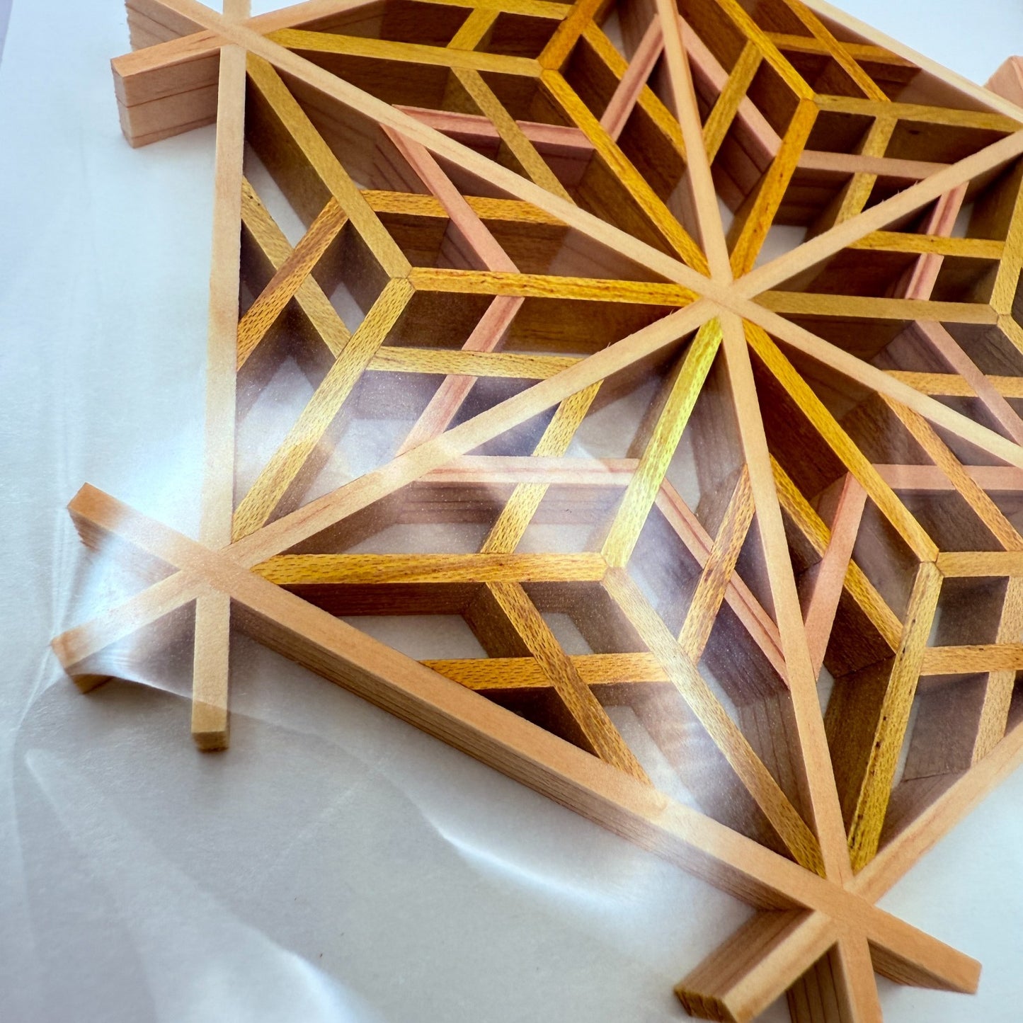 Japanese Kumiko Woodwork Yae Sakura Pattern Coaster Handmade Traditional Craft1