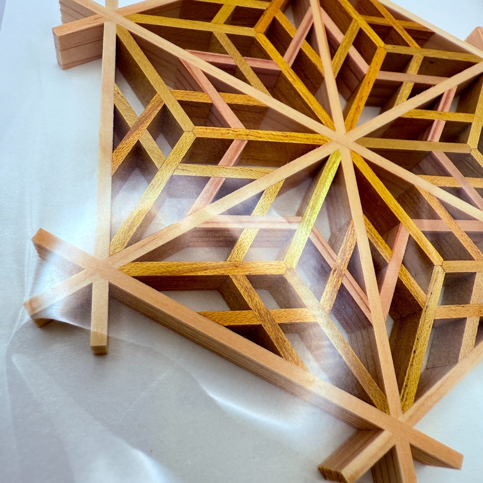 Japanese Kumiko Woodwork Yae Sakura Pattern Coaster Handmade Traditional Craft1