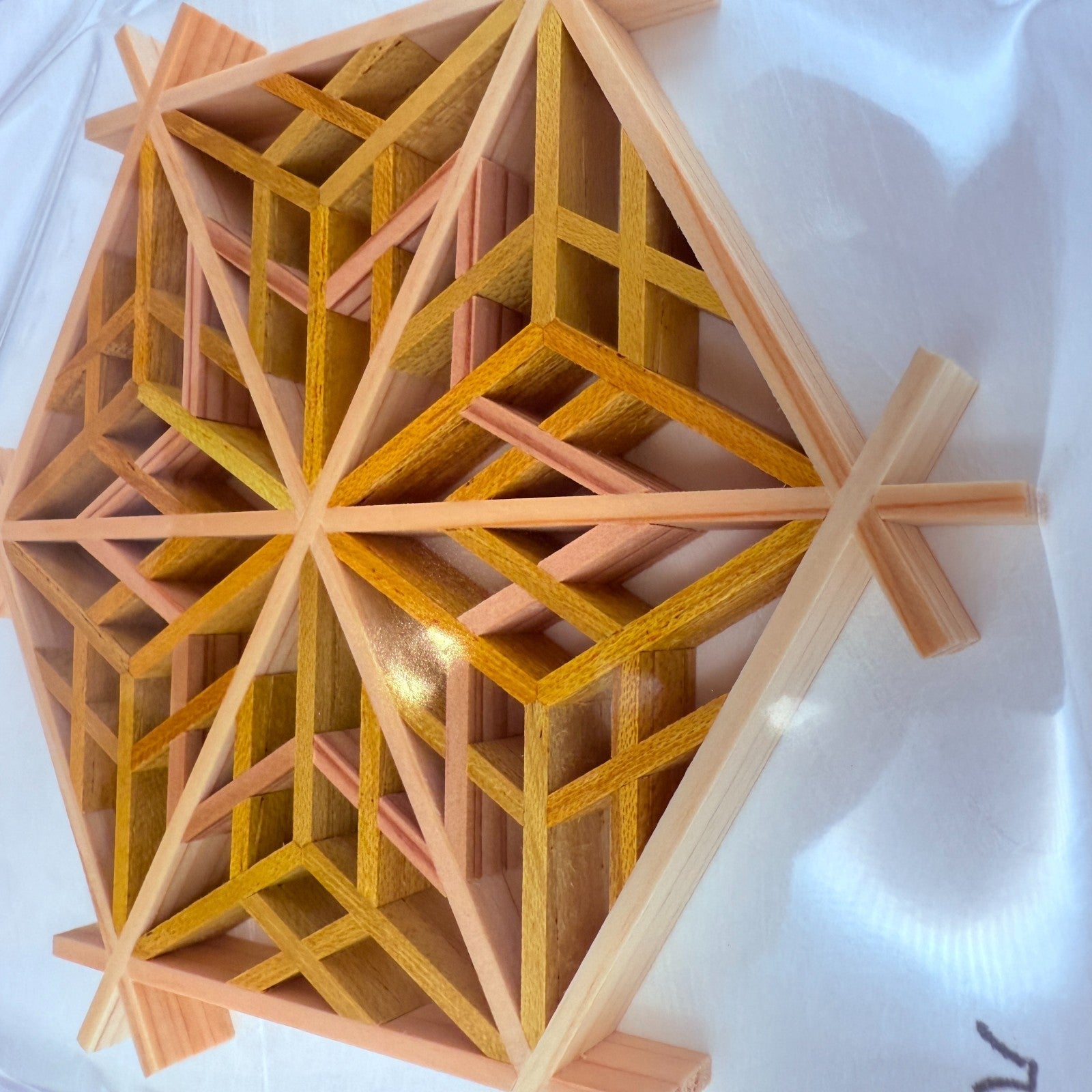 Japanese Kumiko Woodwork Yae Sakura Pattern Coaster Handmade Traditional Craft7