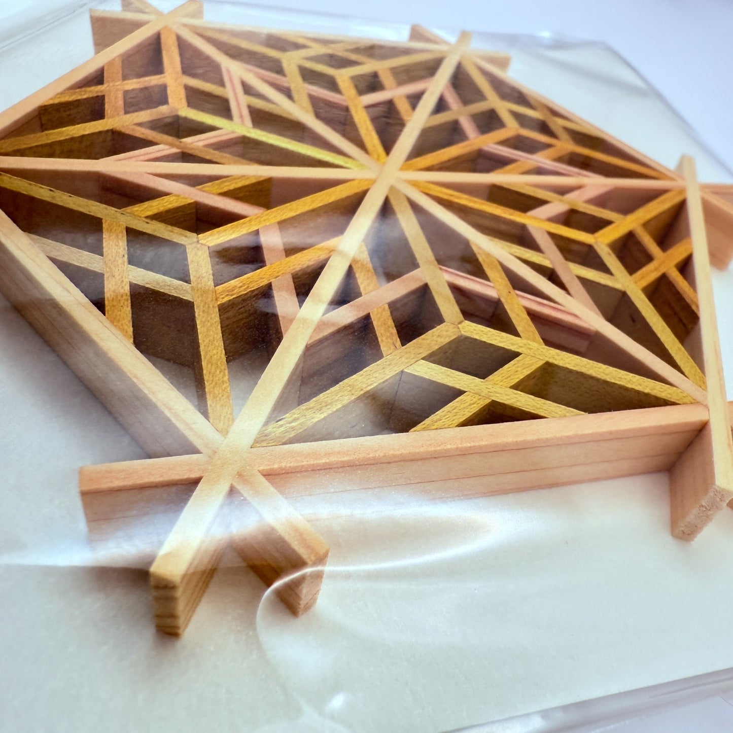 Japanese Kumiko Woodwork Yae Sakura Pattern Coaster Handmade Traditional Craft9