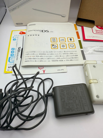 Nintendo DS Lite Console Crystal White Genuine Charger Pen Tested EUC8
